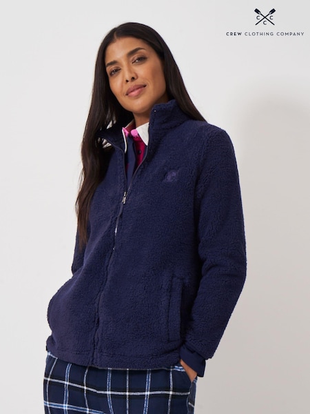 Albastru - Crew Clothing Company Borg Lounge Hanorac cu fermoar (AH6576) | 246 LEI