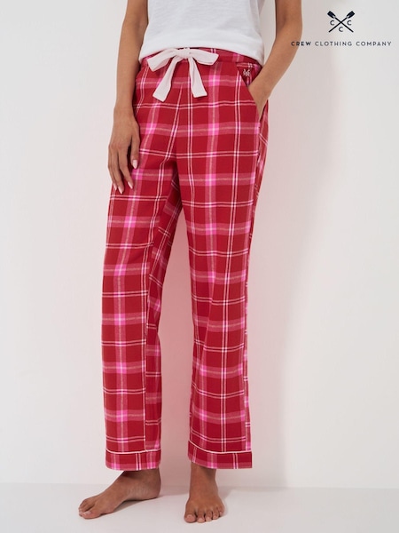 Crew Clothing Red 100% Cotton Brushed Flannel Checked Lounge Trousers (AH6584) | €52