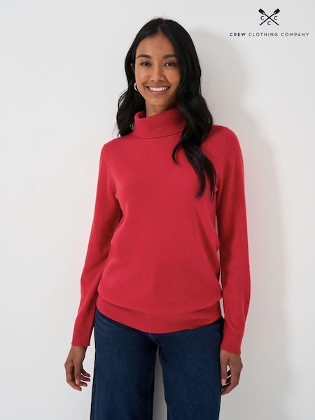 Crew Clothing Red Merino Cashmere Blend Roll Neck Jumper (AH6601) | €95