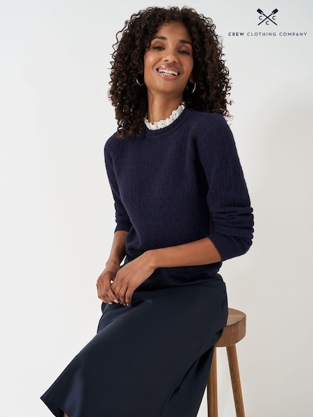 Crew Clothing Company Blue Lace Trim Pointelle Jumper (AH6612) | AZN 173