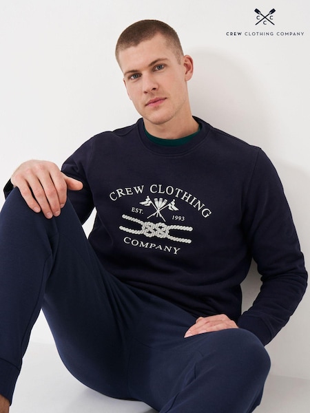 Crew Clothing Blue Printed Graphic Crew Neck Sweatshirt (AH6613) | AED189