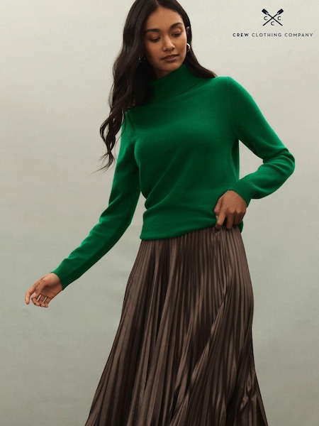 Crew Clothing Green Merino Cashmere Blend Roll Neck Jumper (AH6633) | €81