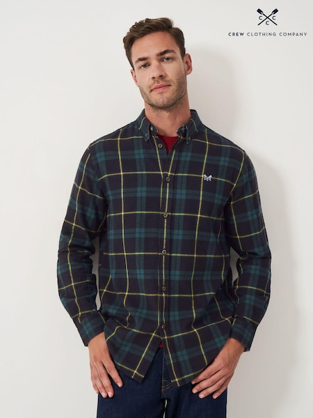 Crew Clothing Green Long Sleeve House Check Flannel 100% Cotton Shirt (AH6646) | €43