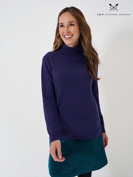 Crew Clothing Blue Merino Cashmere Blend Roll Neck Jumper (AH6653) | €56