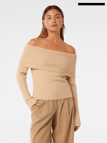 Forever New Cream Mariah Boucle Bardot Sweater (AH6716) | €31
