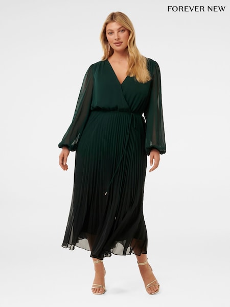 Forever New Green Priscilla Curve Pleated Midi Dress (AH6736) | € 120