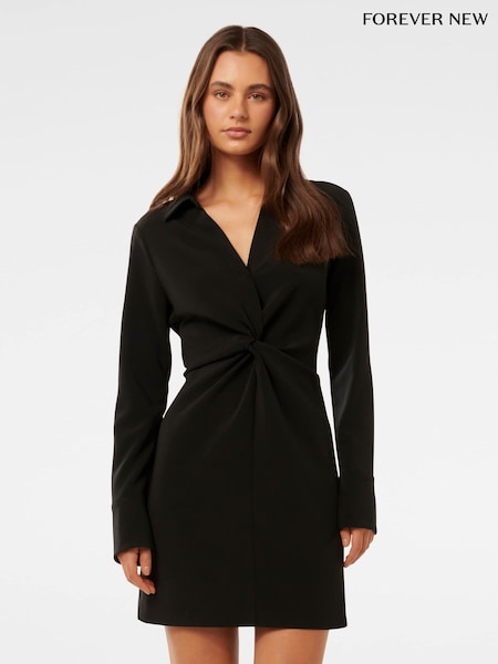 Forever New Black Mini Madison Twist Shirt Dress (AH6748) | €56