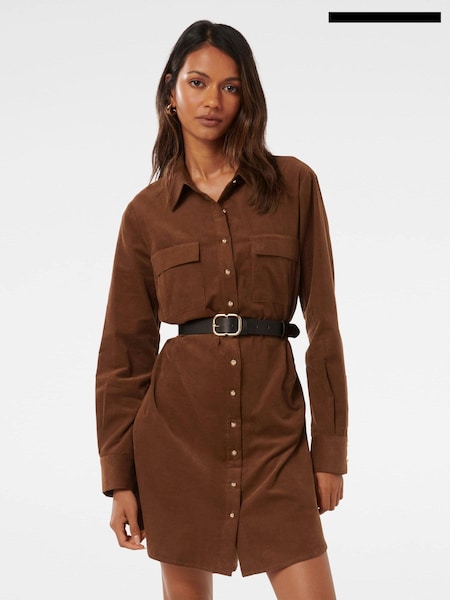 Forever New Brown Mini 100% Cotton Lucie Petite Long Sleeves Co-ord Dress (AH6749) | €54