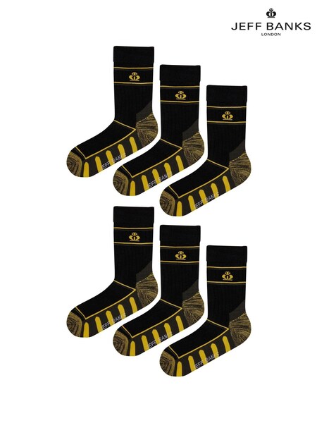 Jeff Banks Black Heavy Duty Work Socks 6 Pack (AH6753) | €17.50