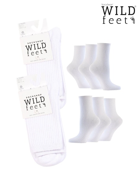 Wild Feet White Rib Crew Socks 6 Pack (AH6766) | €11.50