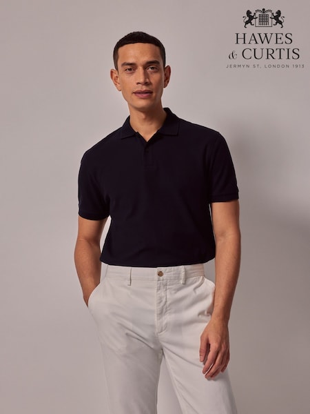 Hawes & Curtis Blue Short Sleeve Mercerised Polo Shirt (AH6808) | ‏227 د.إ.‏