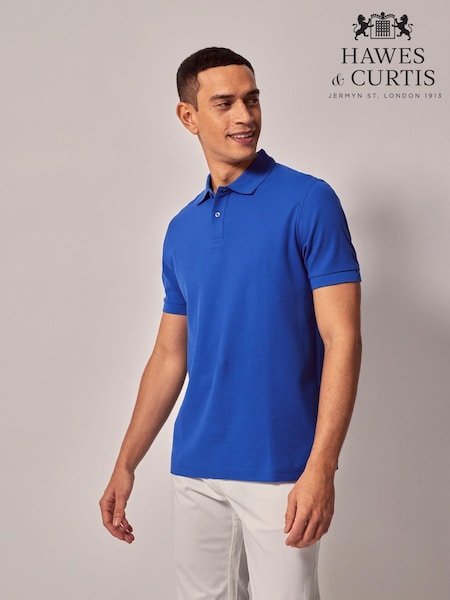 Hawes & Curtis Blue Short Sleeve Mercerised Polo Shirt (AH6809) | ‏196‏₪