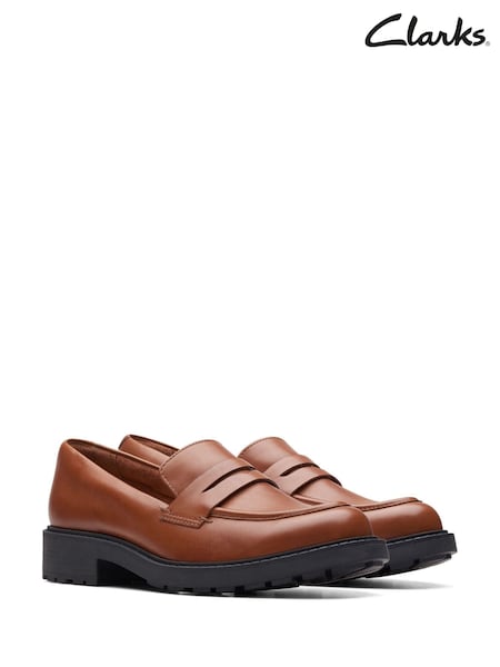 rjava - Clarks Leather Orinoco Penny Loafer Shoes (AH6848) | € 60