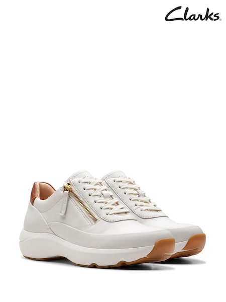 Clarks White Wide Fit (E) Leather Tivoli Zip Shoes (AH6850) | €61