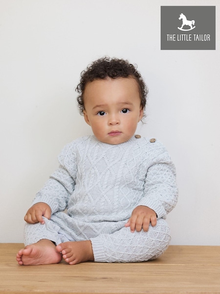 The Little Tailor Baby 100% Cotton Cable Knit Romper And Hat Gift Set (AH6884) | R$ 475