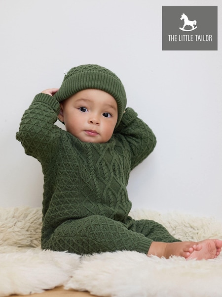 The Little Tailor Baby 100% Cotton Cable Knit Romper And Hat Gift Set (AH6887) | R$ 475