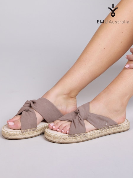 EMU Australia Brown Rowley Cross-Over Espadrille Slider Sandals (AH6963) | €121