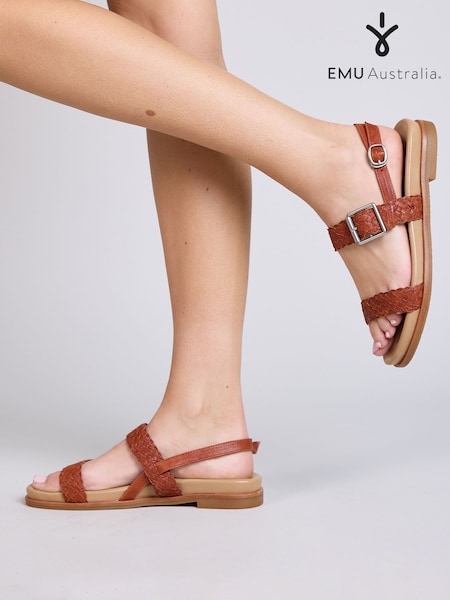 EMU Australia Brown Hyams Leather Plaited Sandals (AH6973) | €152