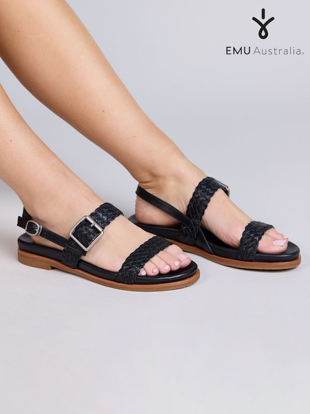 EMU Australia Black Hyams Leather Plaited Sandals (AH6977) | €152
