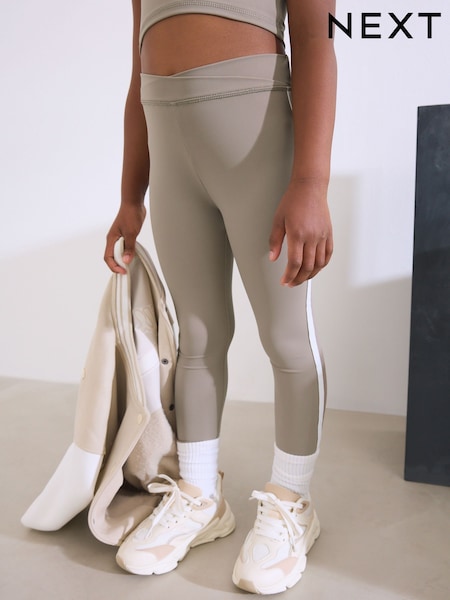 Khaki Green Side Trim Sports Leggings (3-16yrs) (AH6997) | €14 - €21