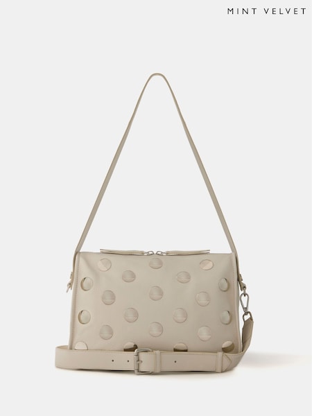 Mint Velvet Cream Leather Studded 100% Cotton Bag (AH7081) | AED815