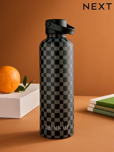 Black/Grey 500ml Stainless Steel Chequer Board Water Bottle (AH7120) | 2,145 ISK