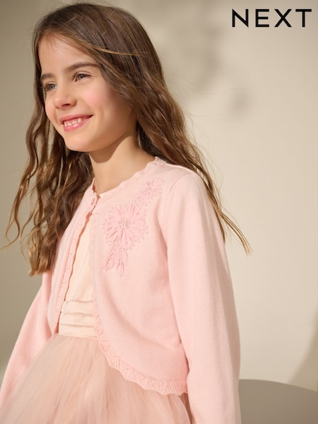 ורוד - 100% Cotton Embellished Occasion Shrug (3-16yrs) (AH8014) | ‏84‏₪ - ‏105‏ ₪