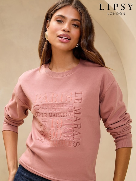 Lipsy Pink Round Neck Sweatshirt (AH8165) | kr514