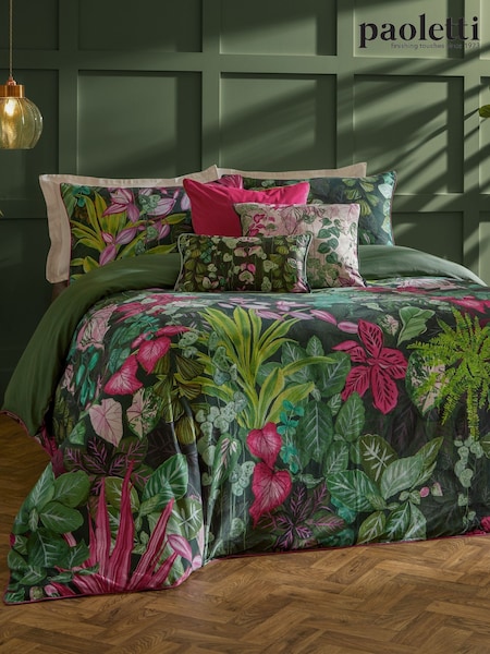 Paoletti Pink and Green Veadeiros 100% Cotton Sateen Duvet Cover Set (AH8202) | €79 - €95