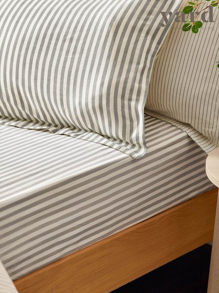 Yard Grey Hebden Striped 100% Cotton Fitted Sheet (AH8230) | €23 - €34