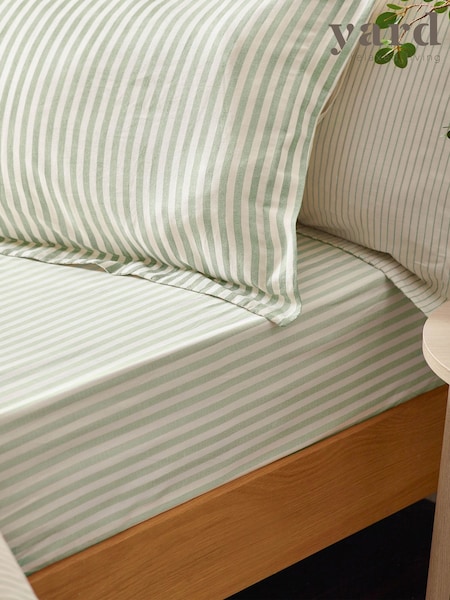 Yard Eucalyptus Hebden Striped 100% Cotton Fitted Sheet (AH8231) | €23 - €34