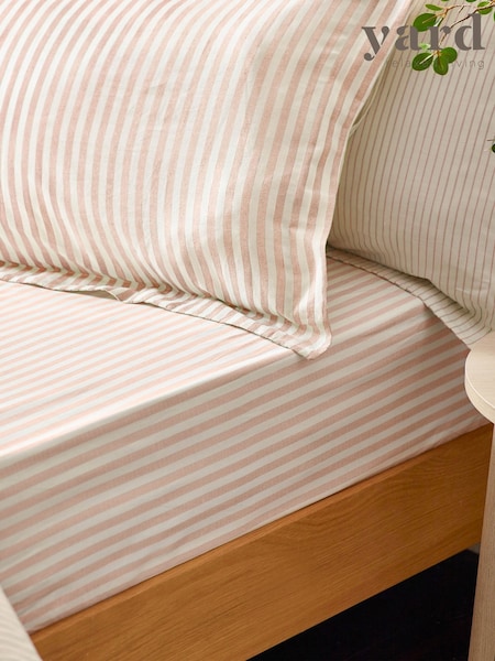 Yard Blush Hebden Striped 100% Cotton Fitted Sheet (AH8233) | €23 - €34