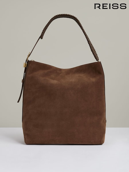 Reiss Shiba Suede Leather Braided-Strap Tote Bag (AH9236) | €378