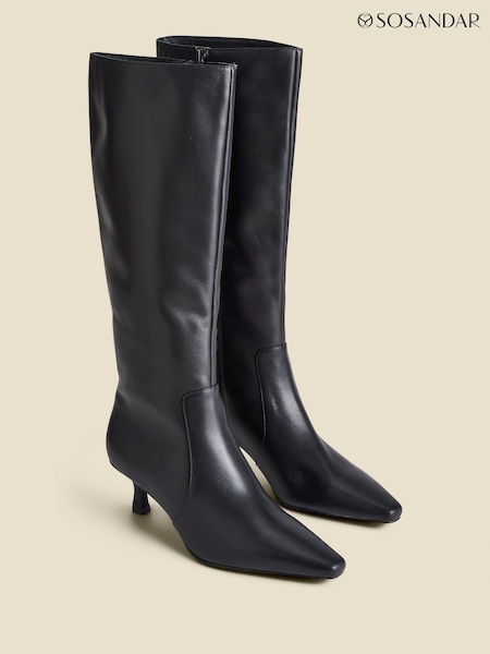 Sosandar Black Knee High Low Heel Boots (AH9297) | AED961