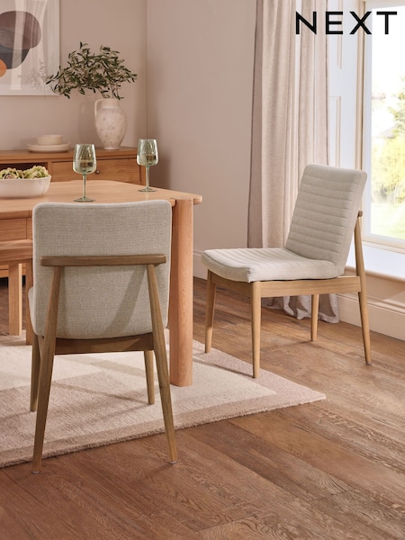 Set of 2 Tweedy Plain Light Natural Atlas Light Wood Leg Dining Chairs (AH9302) | €440