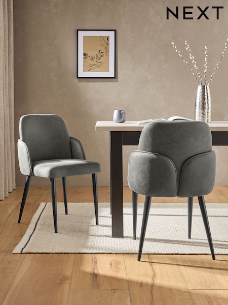 Grey Clara Black Leg Dining Chairs (AH9315) | €365