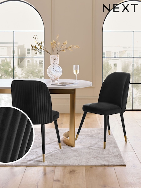 Set of 2 Soft Velvet Black Valencia Upholstered Dining Chairs (AH9319) | €355