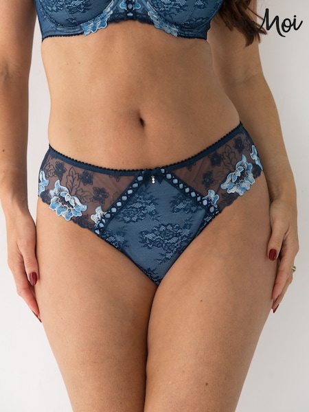 Pour Moi Blue Brief Sofia Embroidered Lace Bikini Briefs (AH9416) | €23
