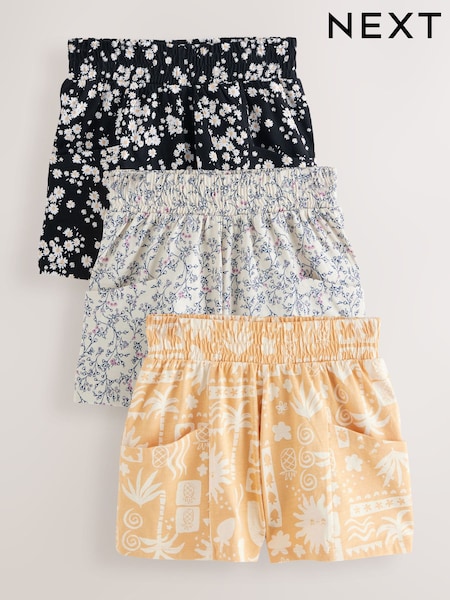 Monochrome/Ochre/Floral 100% Cotton Shorts 3 Pack (3-16yrs) (AH9443) | €22 - €30