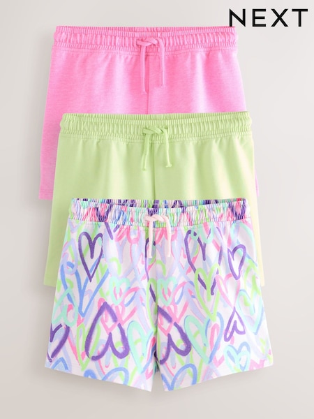 Mehrfarbig Graffiti Herz/Rosa/Limette - Pull On Shorts 3 Pack (3-16yrs) (AH9447) | 21 € - 30 €