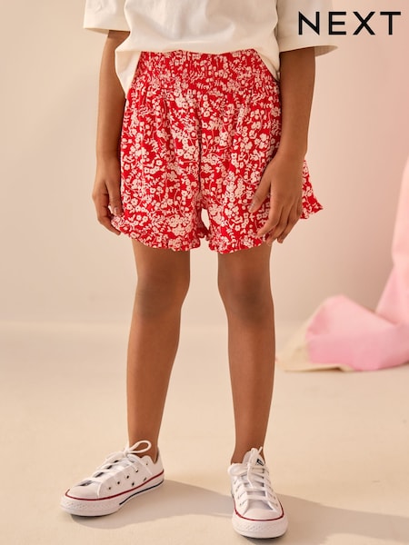 Red Ditsy Floral Print Pull On Jersey Shorts (3-16yrs) (AH9451) | €11 - €18