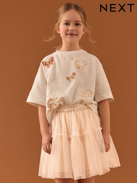 Neutral Gingham Print - Mesh Skirt (3-16yrs) (AH9466) | 17 € - 24 €