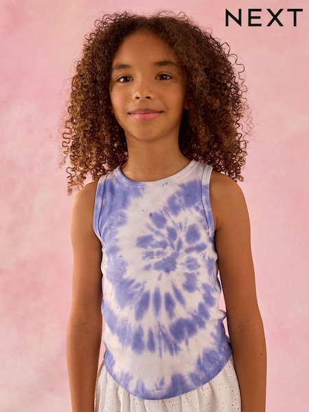 Blue Tie Dye Rib Vest (3-16yrs) (AH9540) | kr67 - kr117