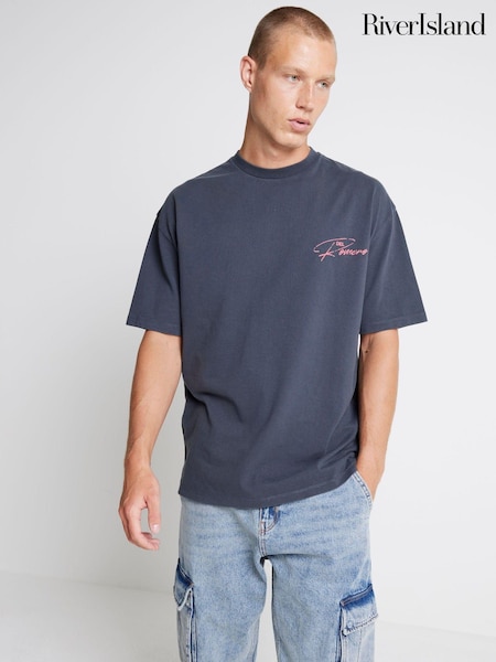 River Island Blue Santos Cowboy 100% Cotton T-Shirt (AH9574) | €14
