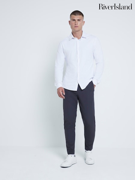 River Island White 100% Cotton Muscle Fit Jersey Shirt (AH9577) | AED105