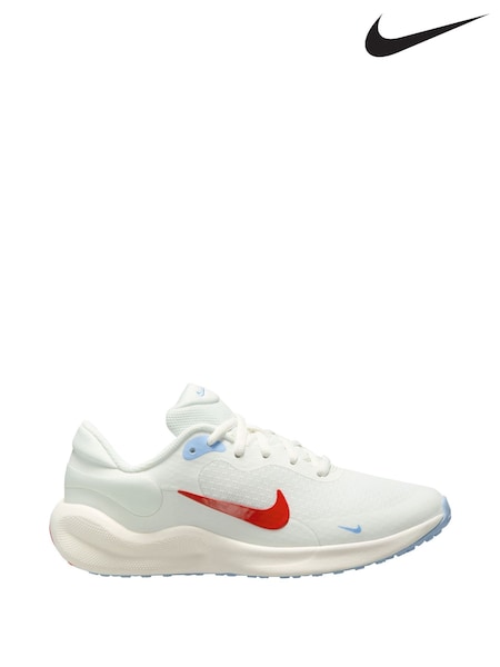 Nike White Picante Red Youth Revolution 7 Trainers (AH9607) | €64
