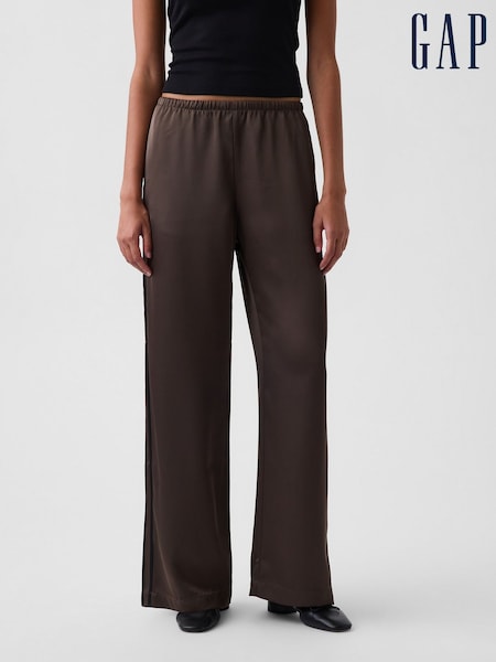 Braun - Gap Satin Easy Wide-leg Trousers