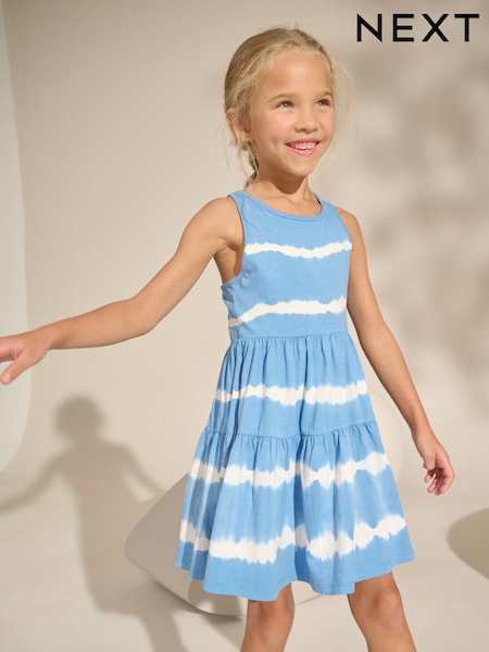 Blue Tie Dye Strappy Summer Dress (3-16yrs) (AH9662) | AED46 - AED71