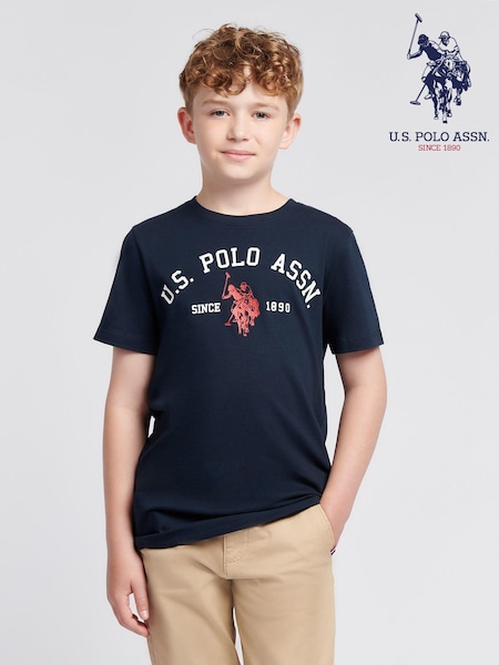 أزرق - U.S. Polo Assn. Boys Blue Signature Arch Print 100% Cotton T-Shirt (AH9667) | ‏116 د.إ.‏ - ‏ 140‏ د.إ.