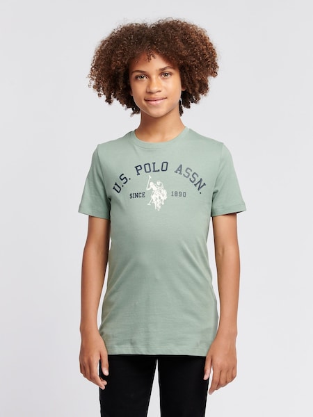 أخضر - U.S. Polo Assn. Boys Blue Signature Arch Print 100% Cotton T-Shirt (AH9678) | ‏116 د.إ.‏ - ‏ 140‏ د.إ.